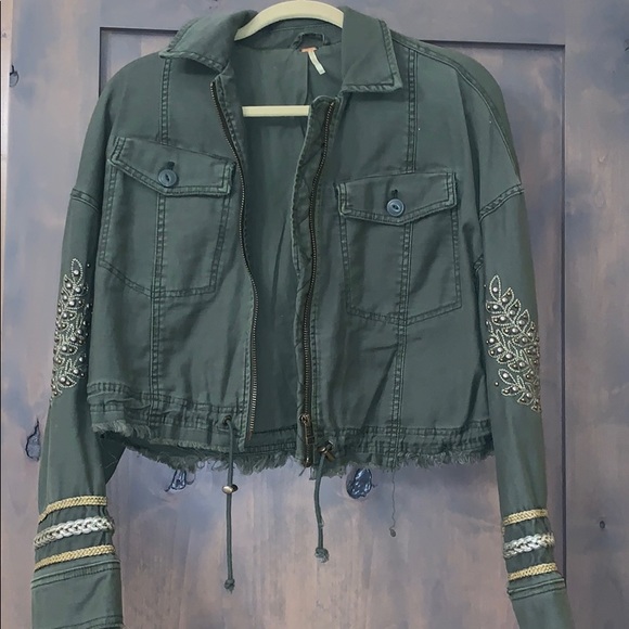 Free People Jackets & Blazers - Free People Cropped Studded Army Jacket.